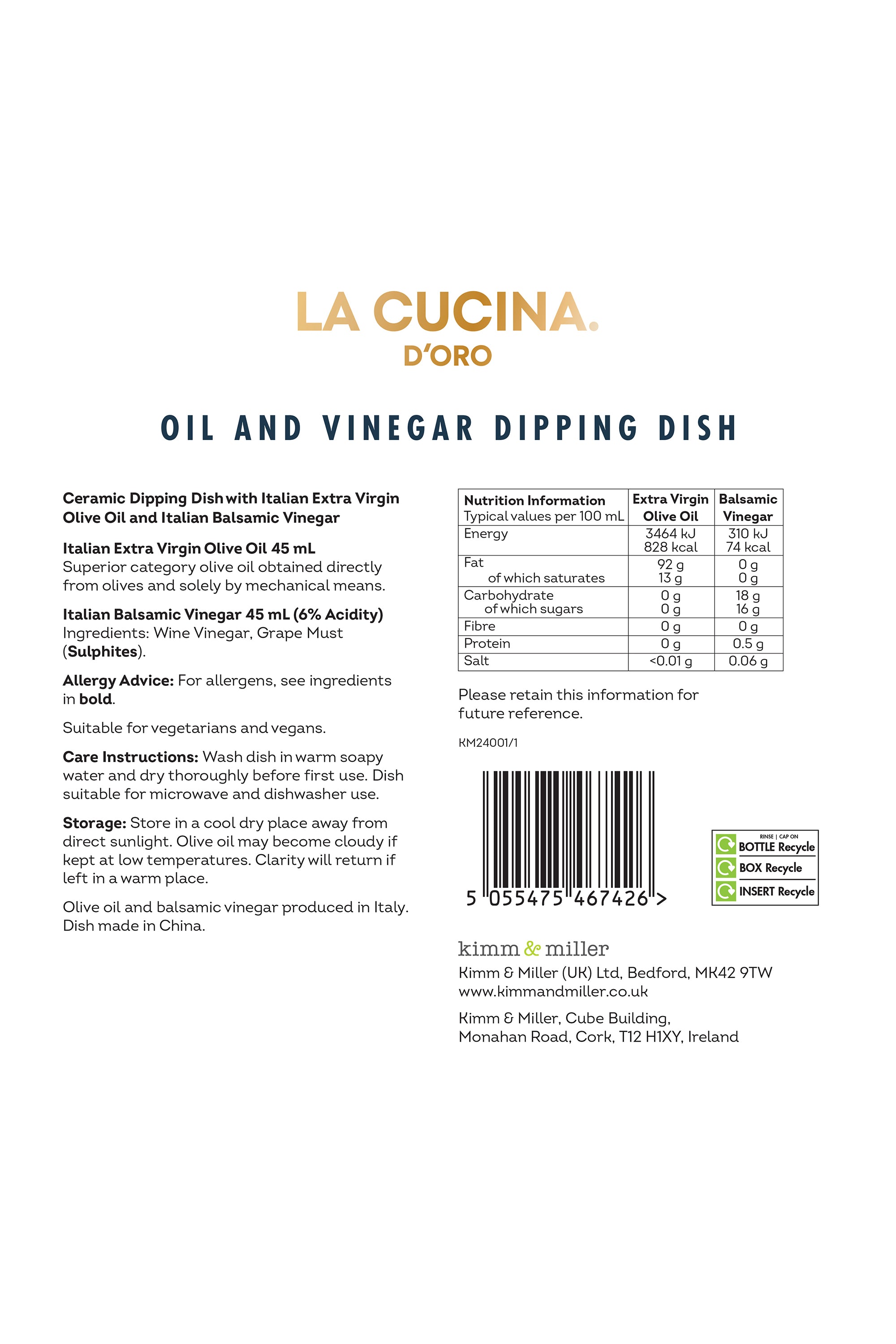 La Cucina Italian Oil and Vinegar Ceramic Dipping Dish Set
