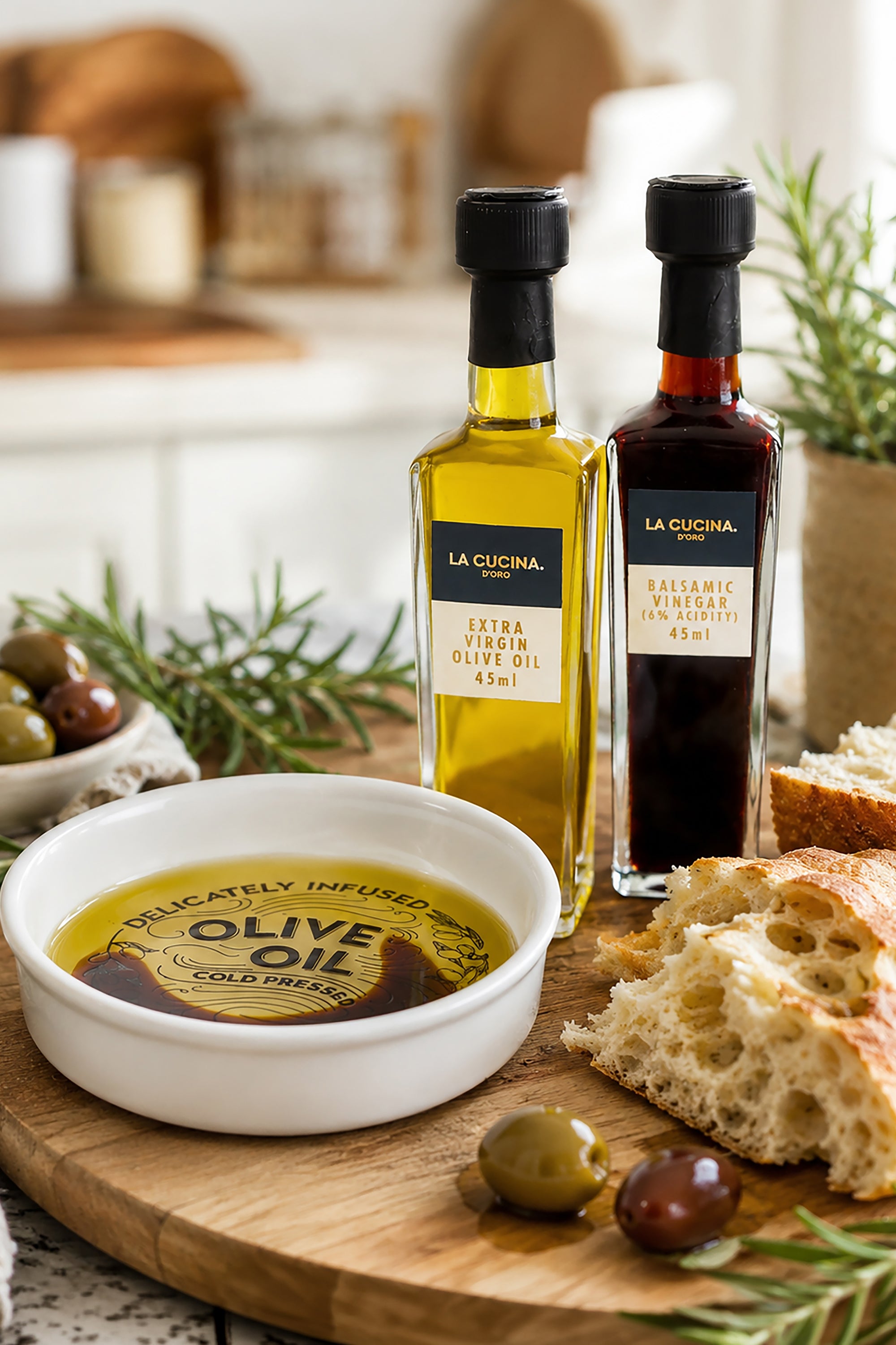 La Cucina Italian Oil and Vinegar Ceramic Dipping Dish Set