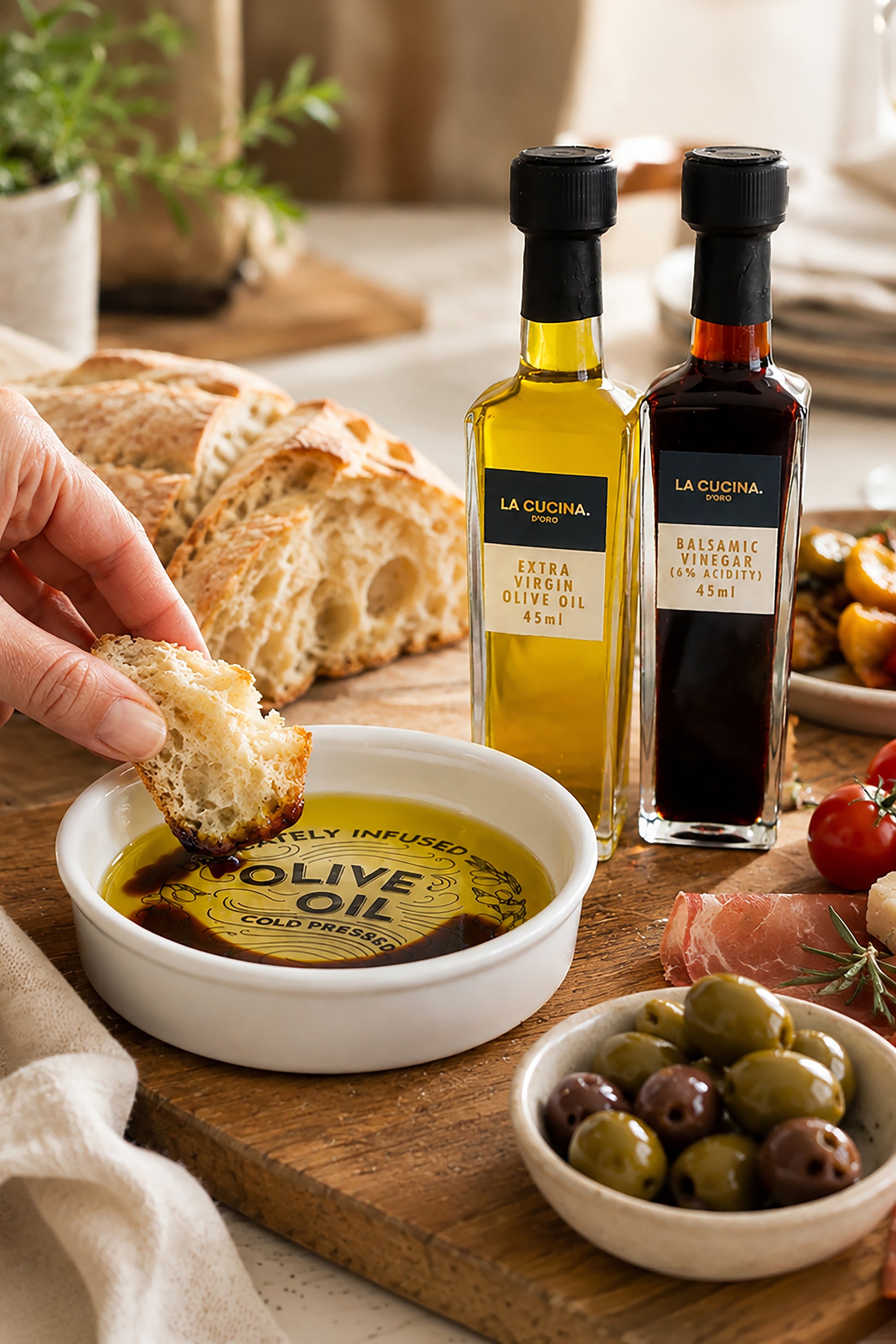 La Cucina Italian Oil and Vinegar Ceramic Dipping Dish Set