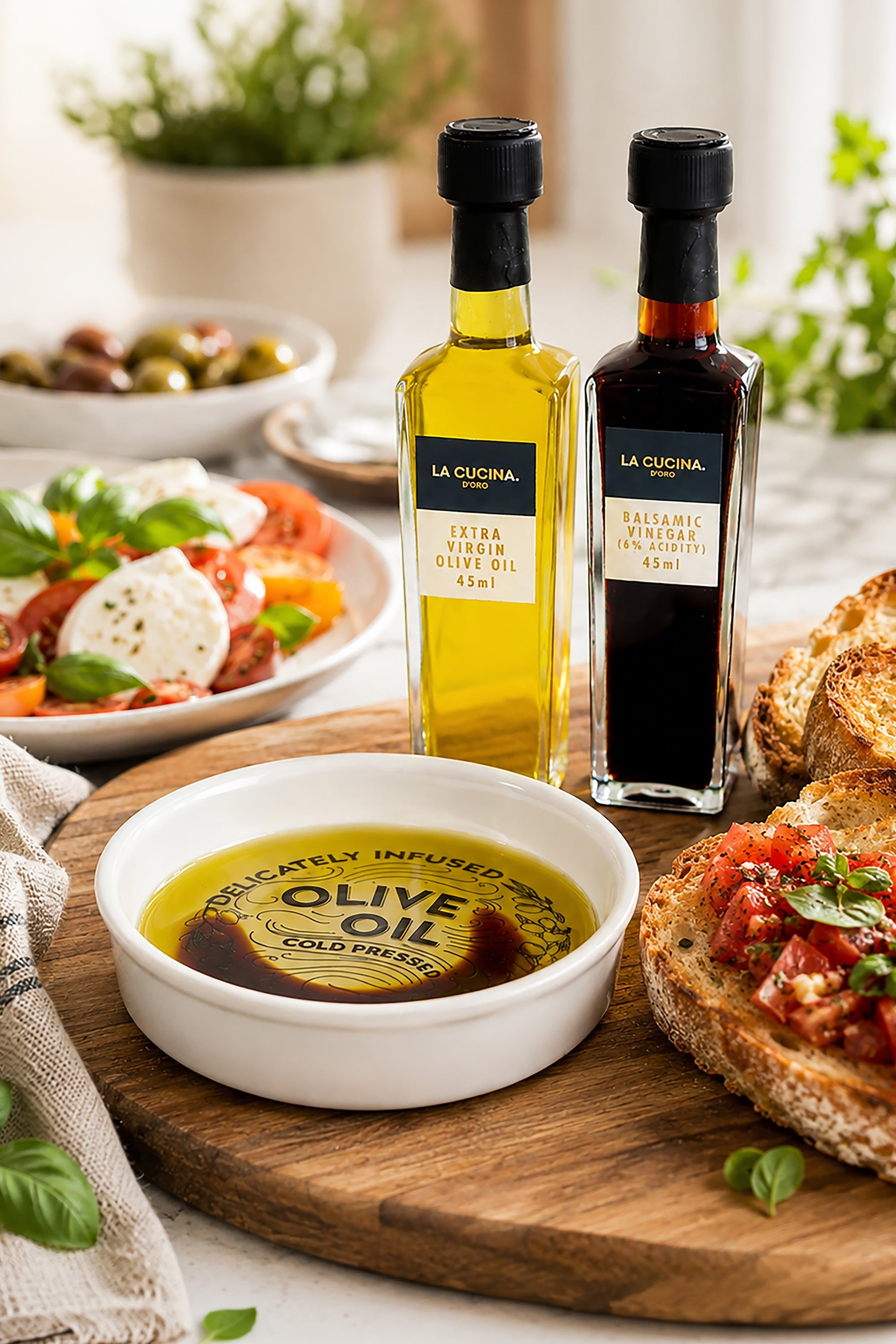 La Cucina Italian Oil and Vinegar Ceramic Dipping Dish Set