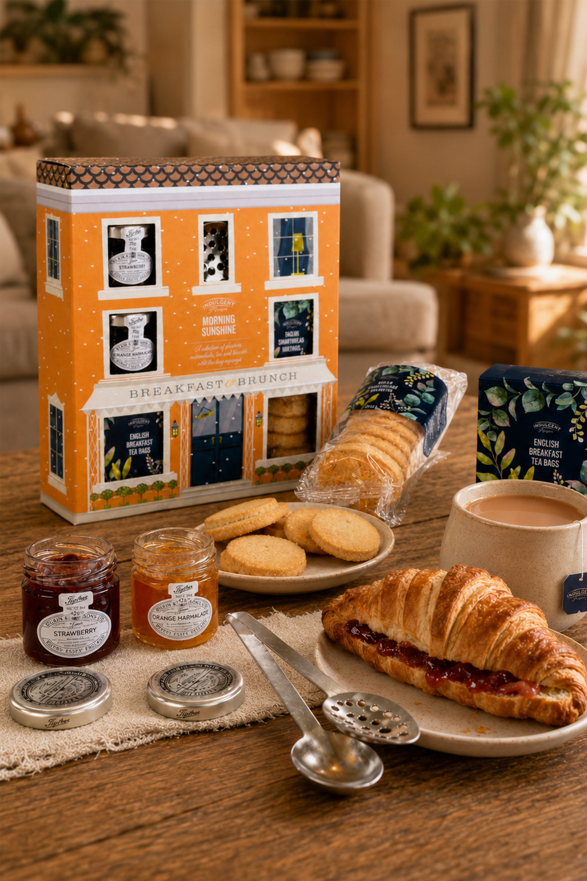 Breakfast Treats Gift Hamper with Tea Preserves and Biscuits