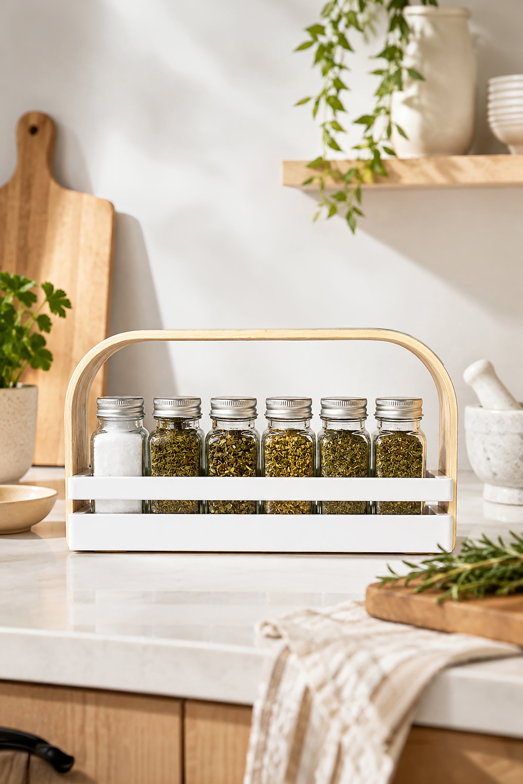 Kitchen Alchemy' 6 Jar Herb and Salt Rack Gift Set