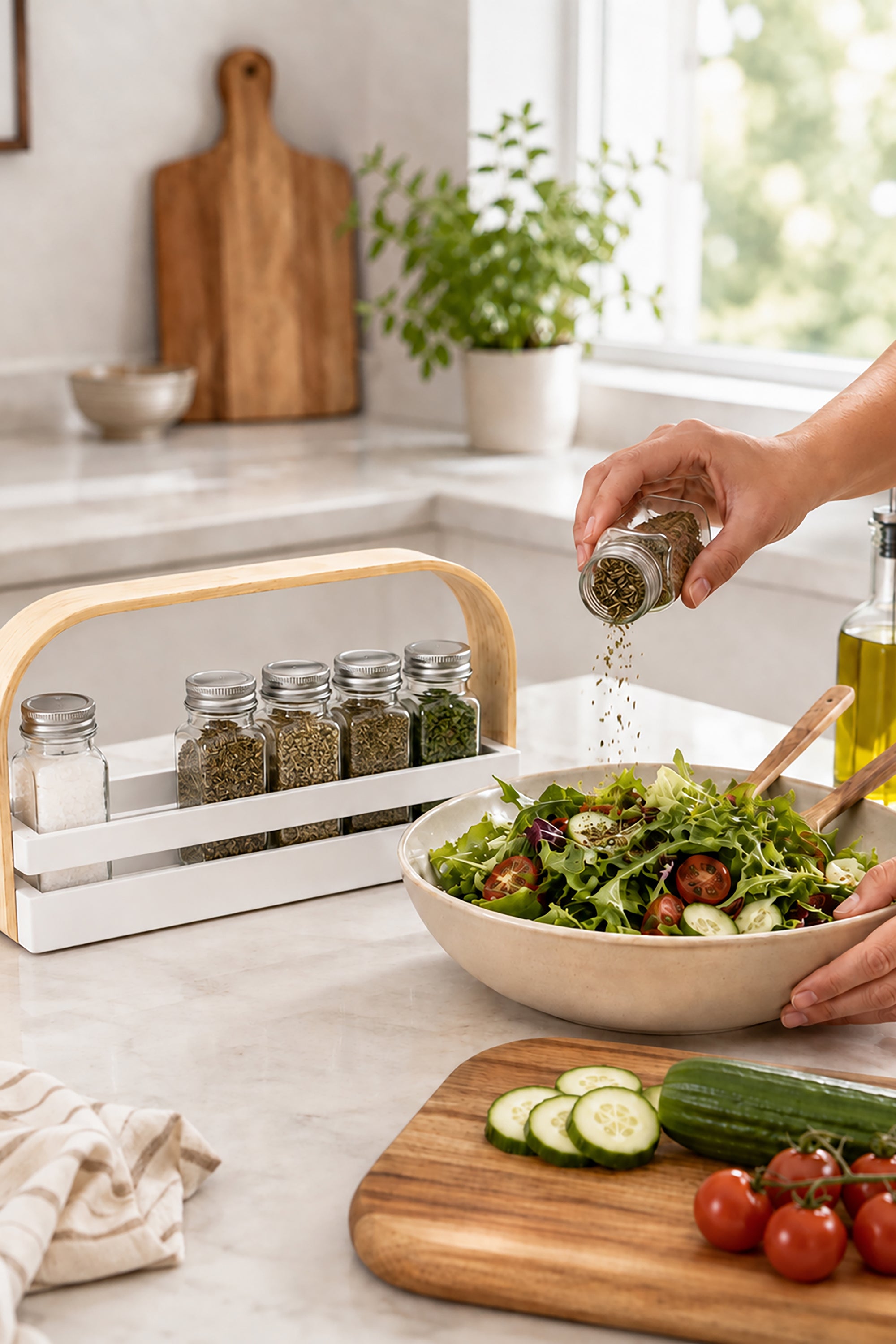 Kitchen Alchemy' 6 Jar Herb and Salt Rack Gift Set