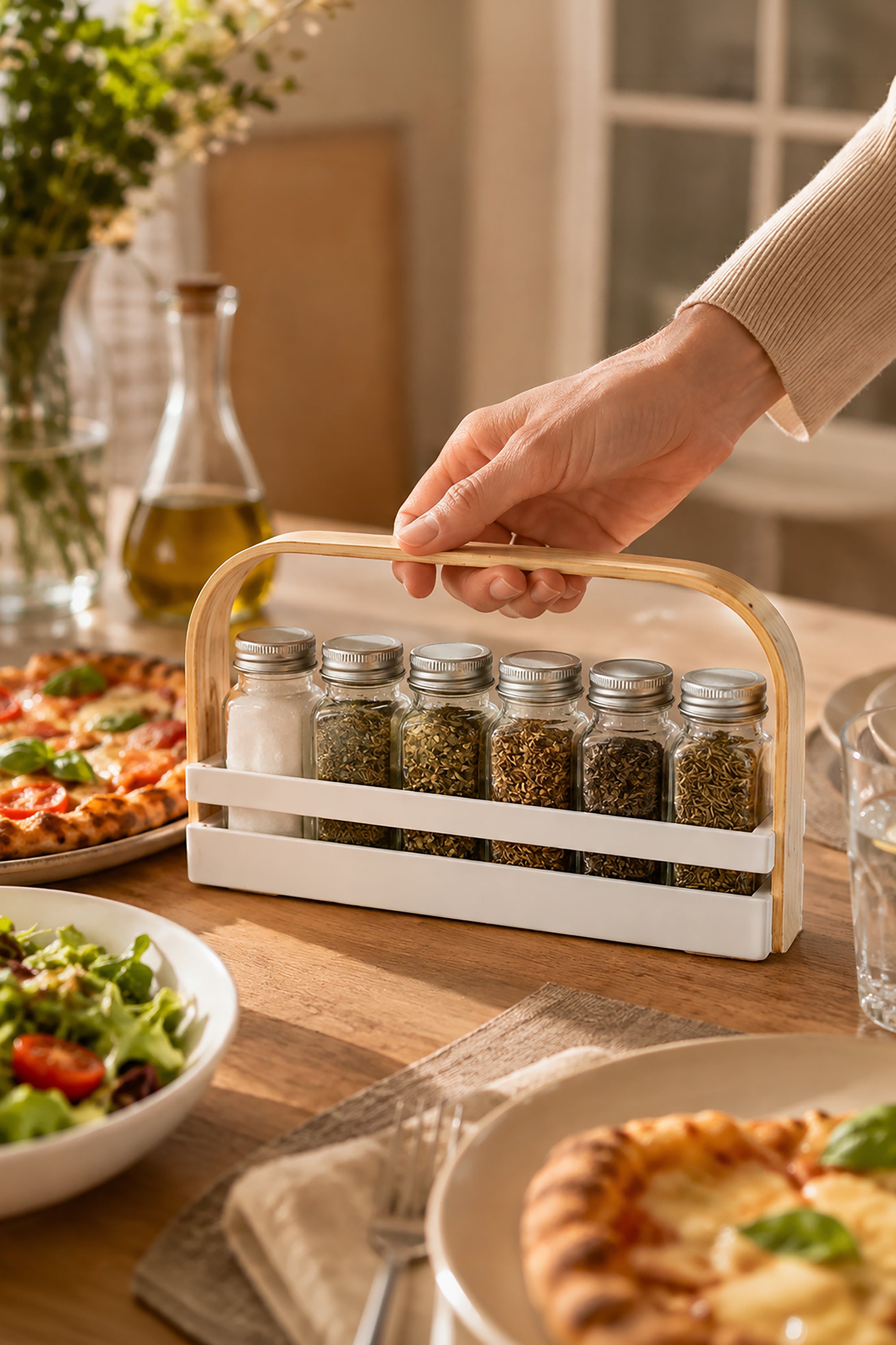 Kitchen Alchemy' 6 Jar Herb and Salt Rack Gift Set