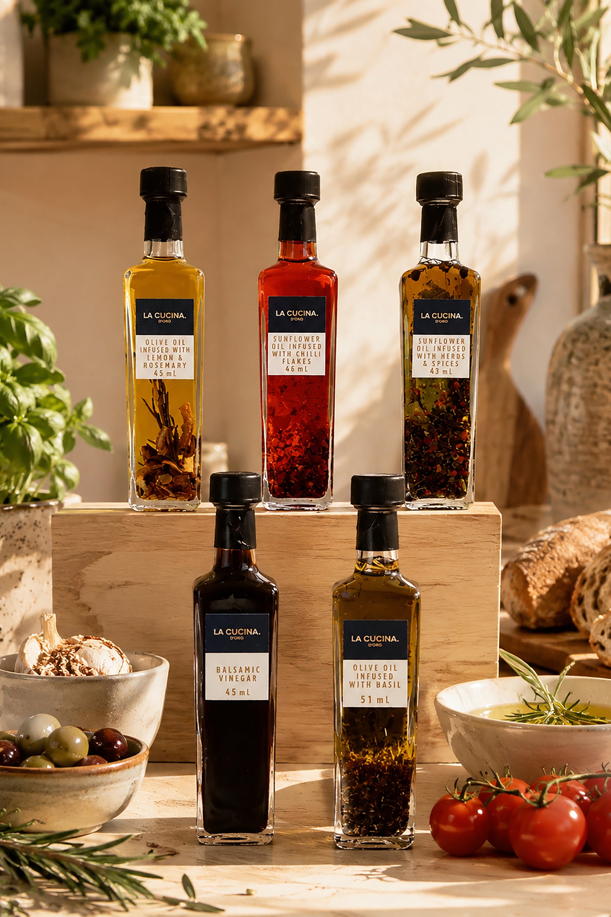 La Cucina 5 Pack Infused Oil and Vinegar Tasting Gift Set