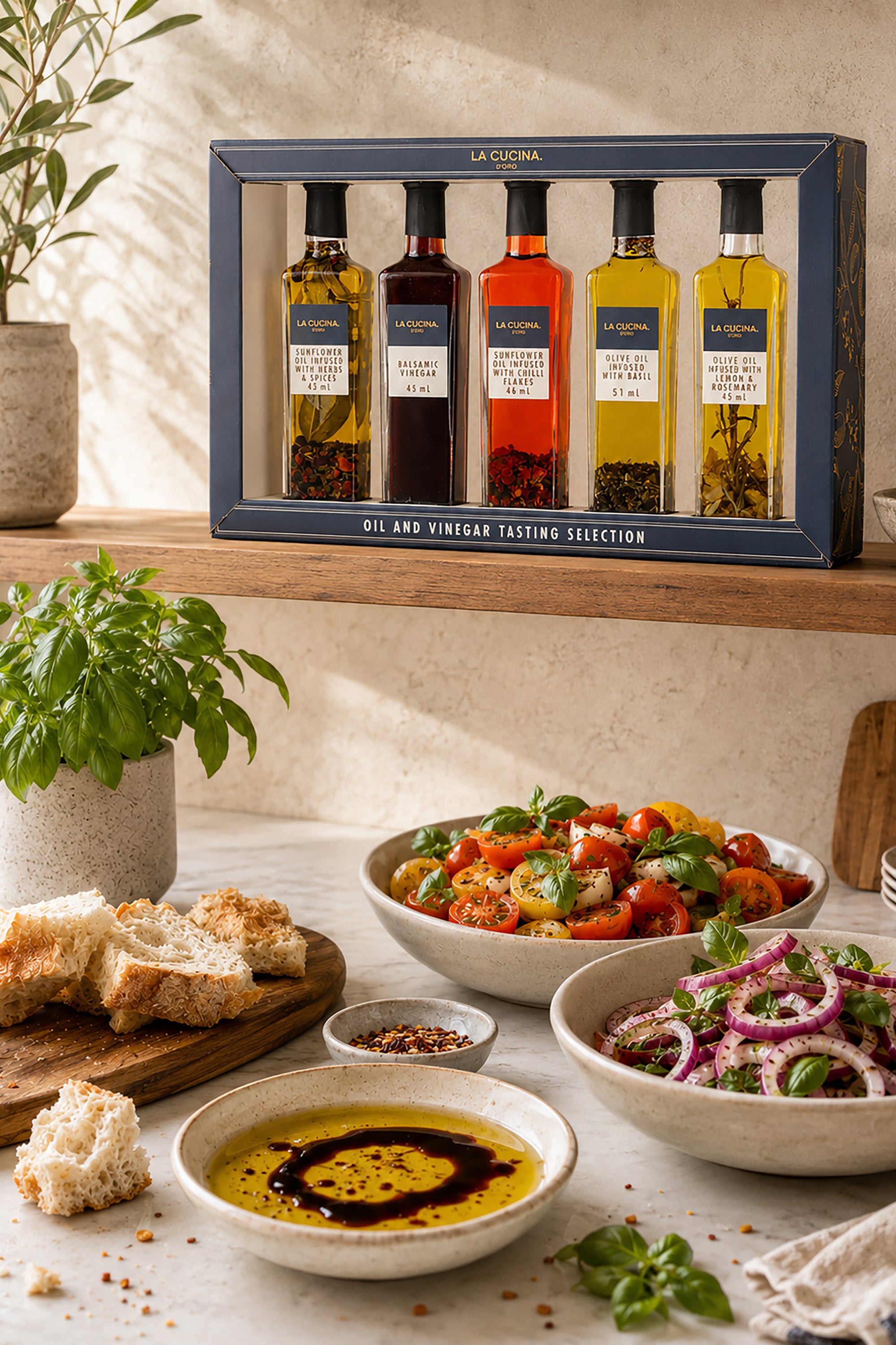 La Cucina 5 Pack Infused Oil and Vinegar Tasting Gift Set