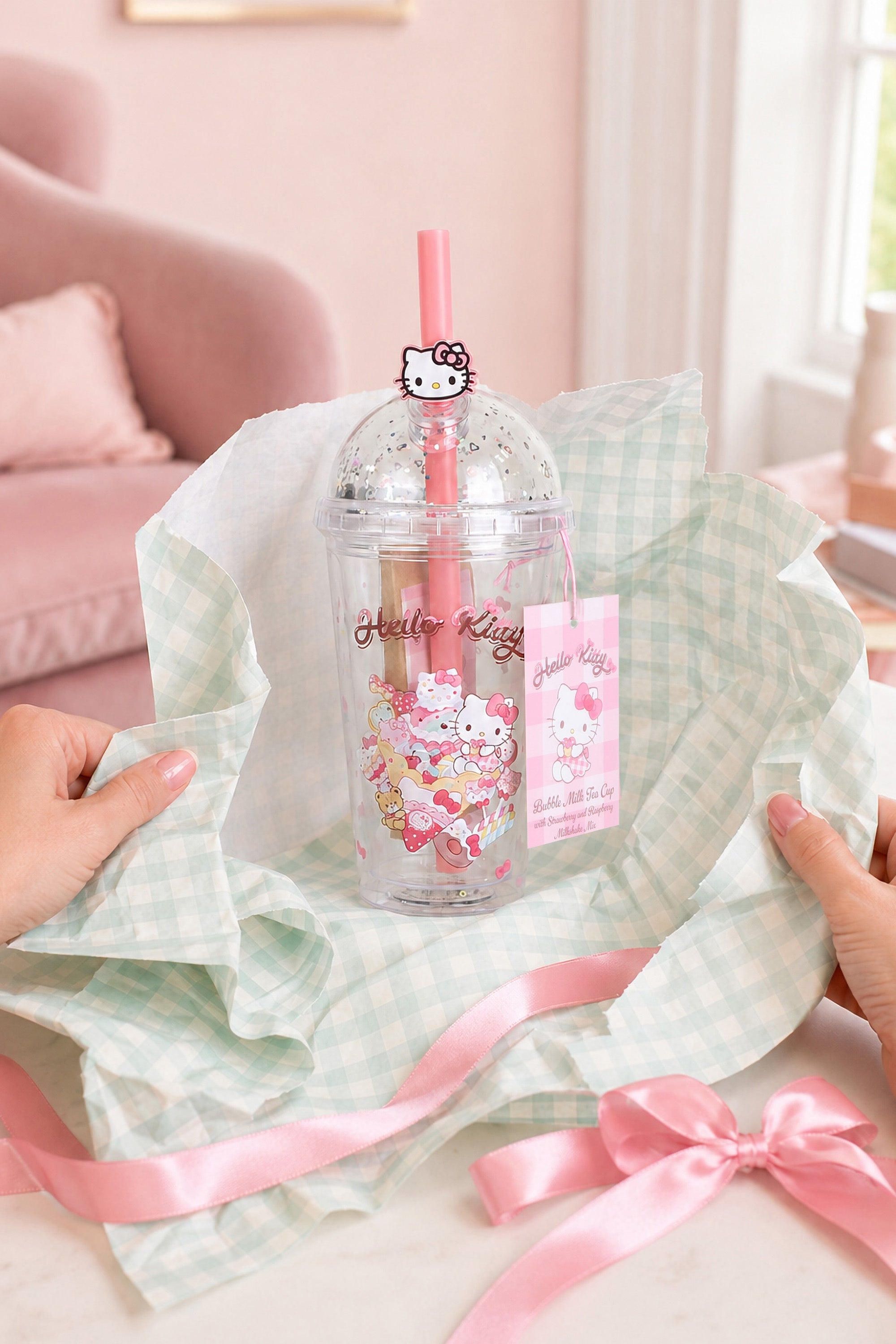Hello Kitty Bubble Tea Cup and Milkshake Mix Gift Set