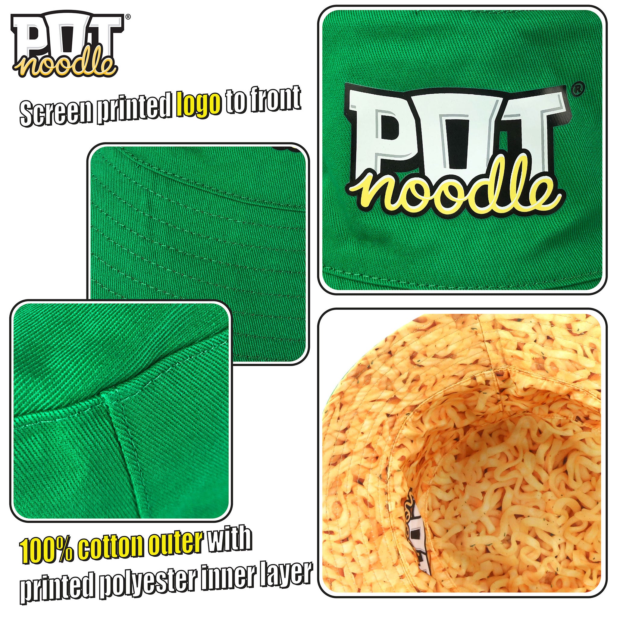 Pot Noodle Reversible Bucket Hat with Fun Noodle Design