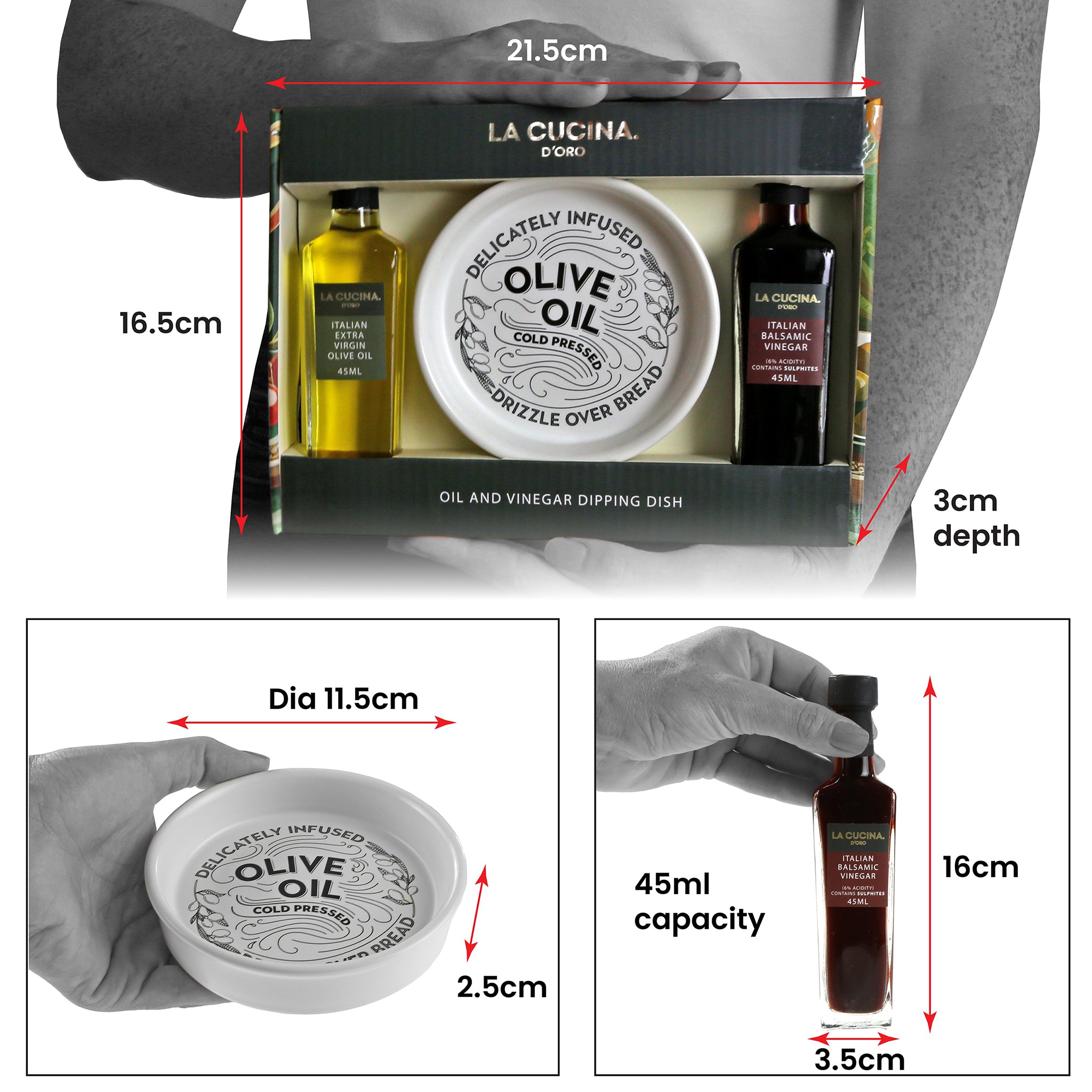 Oil and Balsamic Vinegar Dipping Dish Gift Set