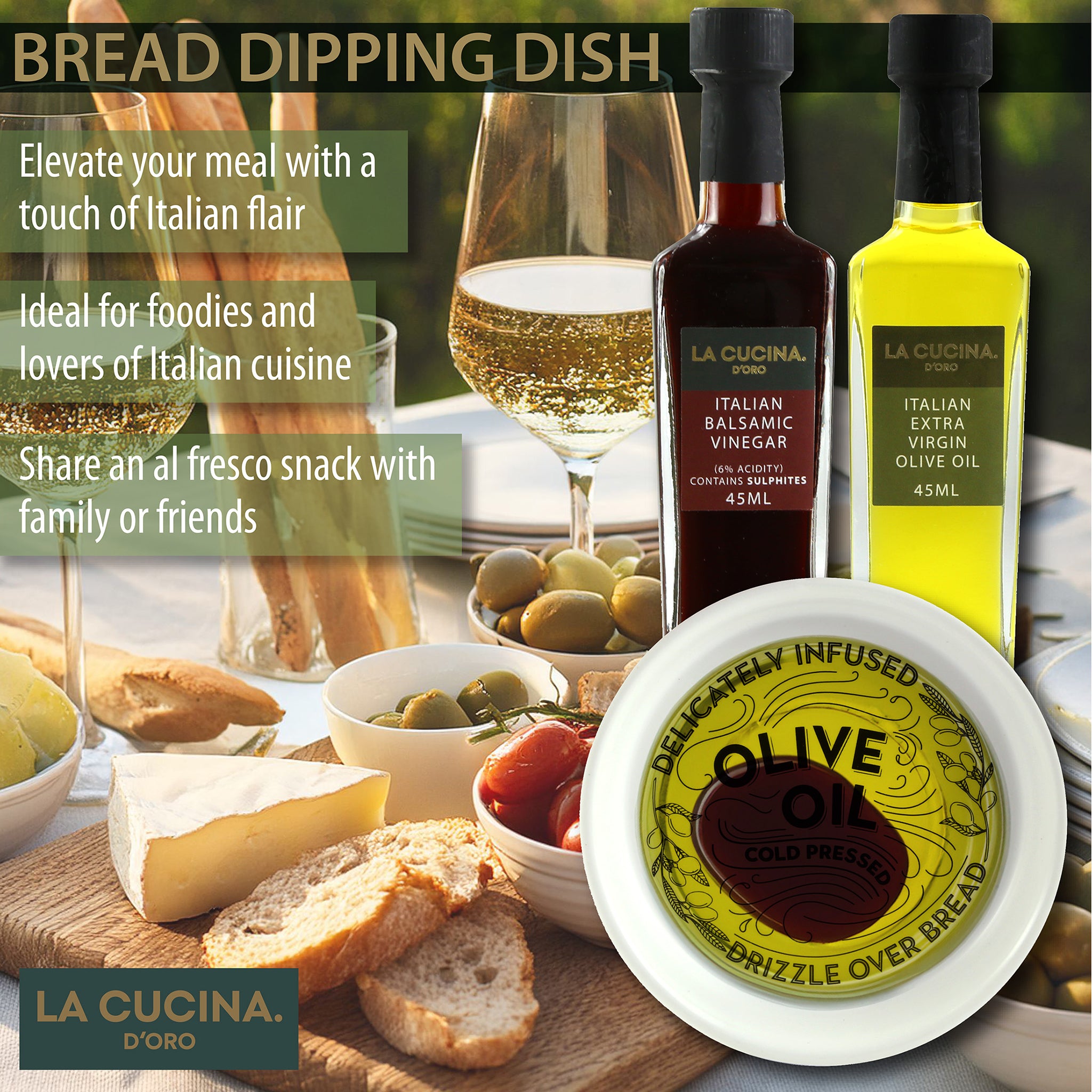 Oil and Balsamic Vinegar Dipping Dish Gift Set