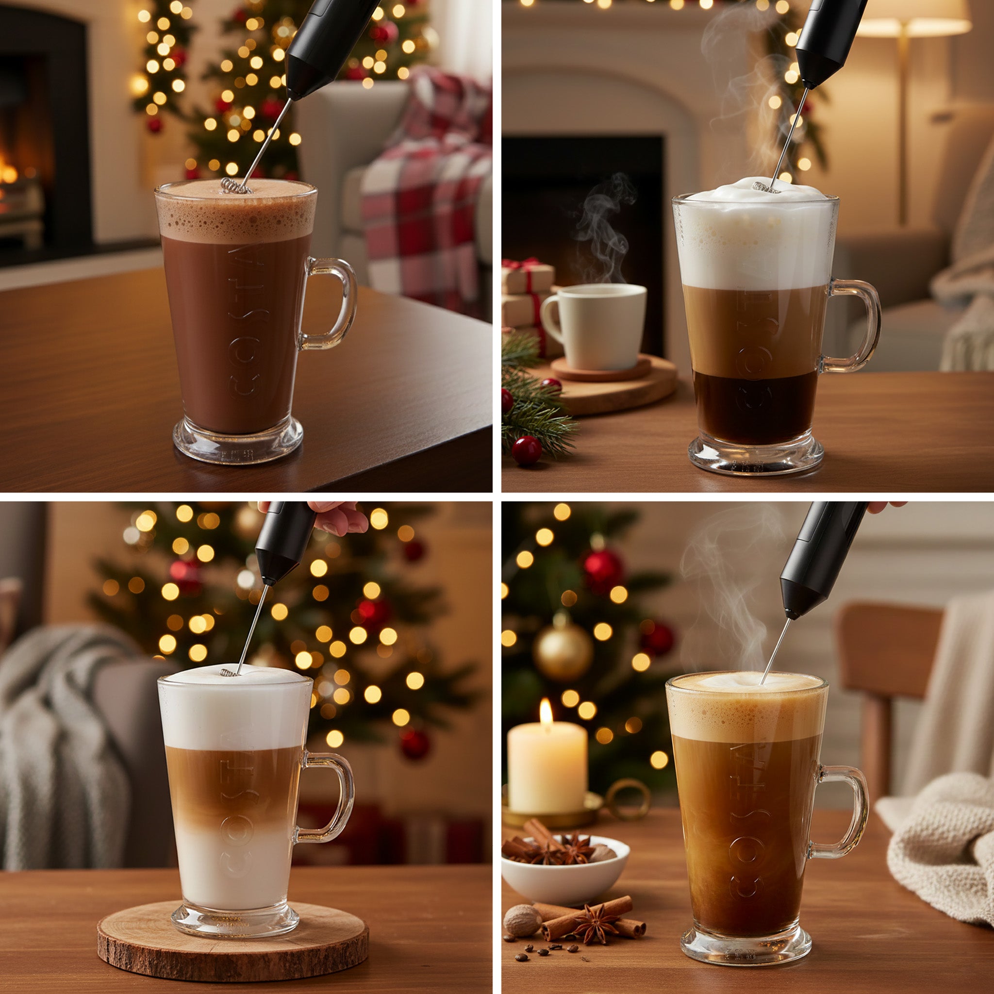 Costa Coffee Latte Glass & Milk Frother Gift Set