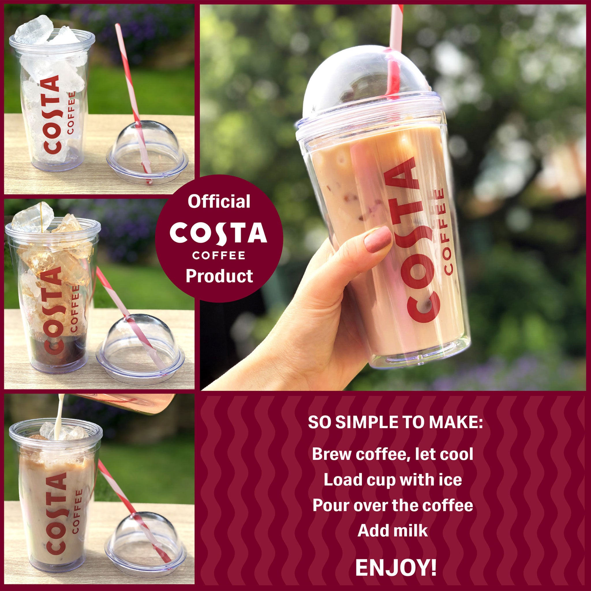 Costa Coffee Iced Coffee Cup with Straw Gift Set
