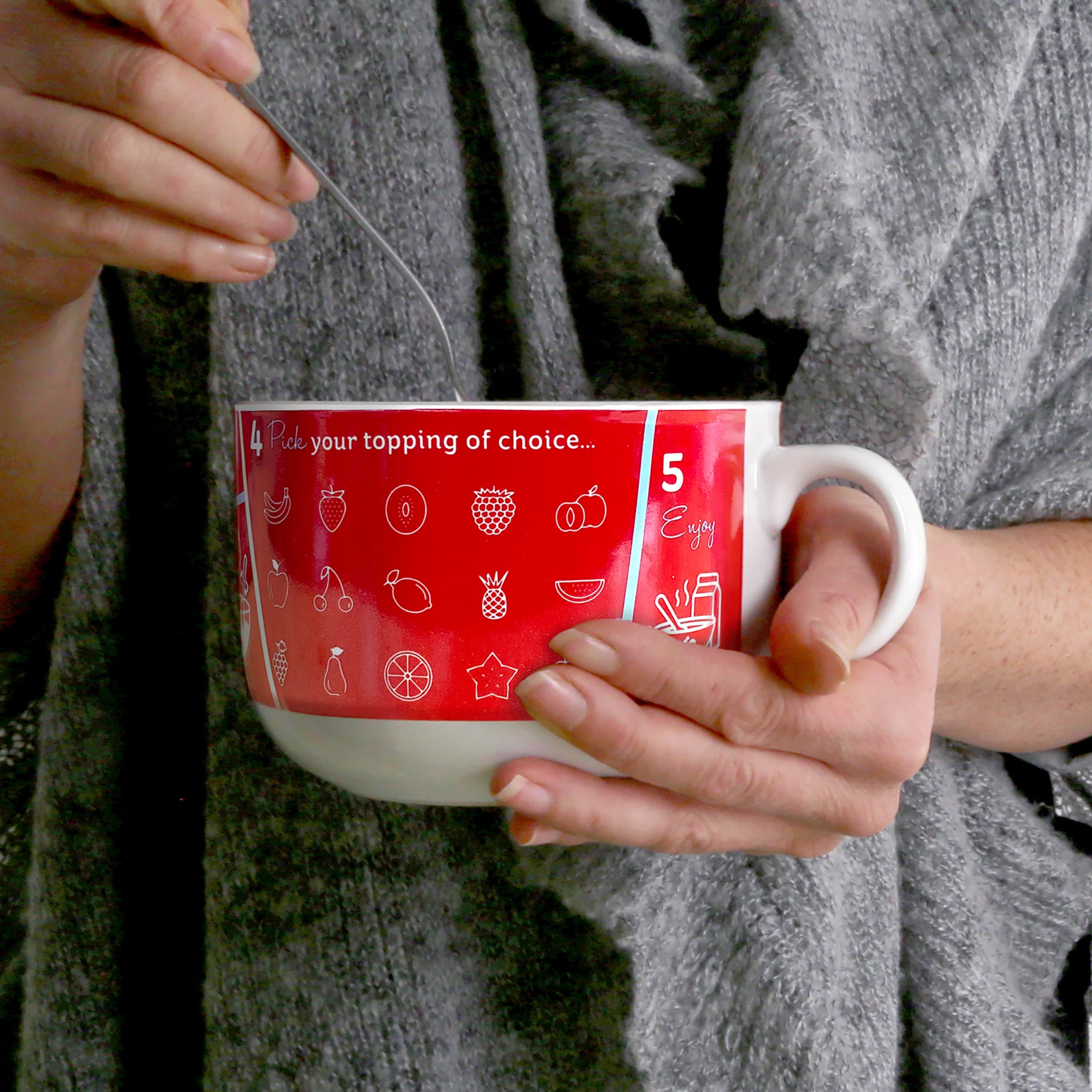 Large porridge bowl mug by Kellogg's. Has recipe printed around and inside