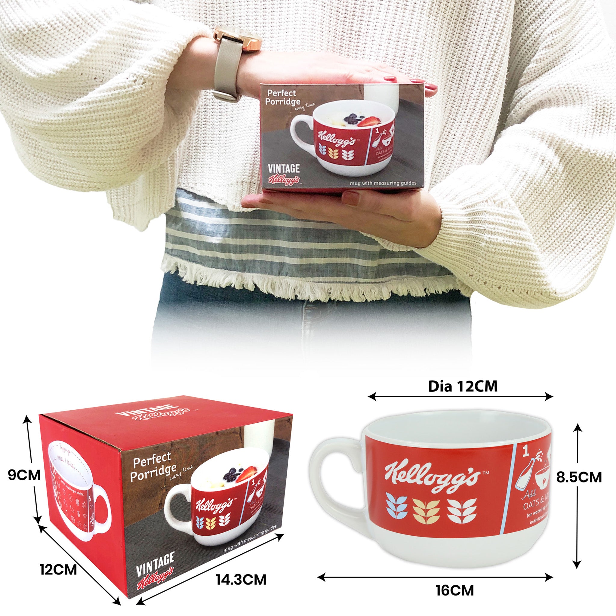 Retro Kellogg's Porridge Bowl with Recipe Print