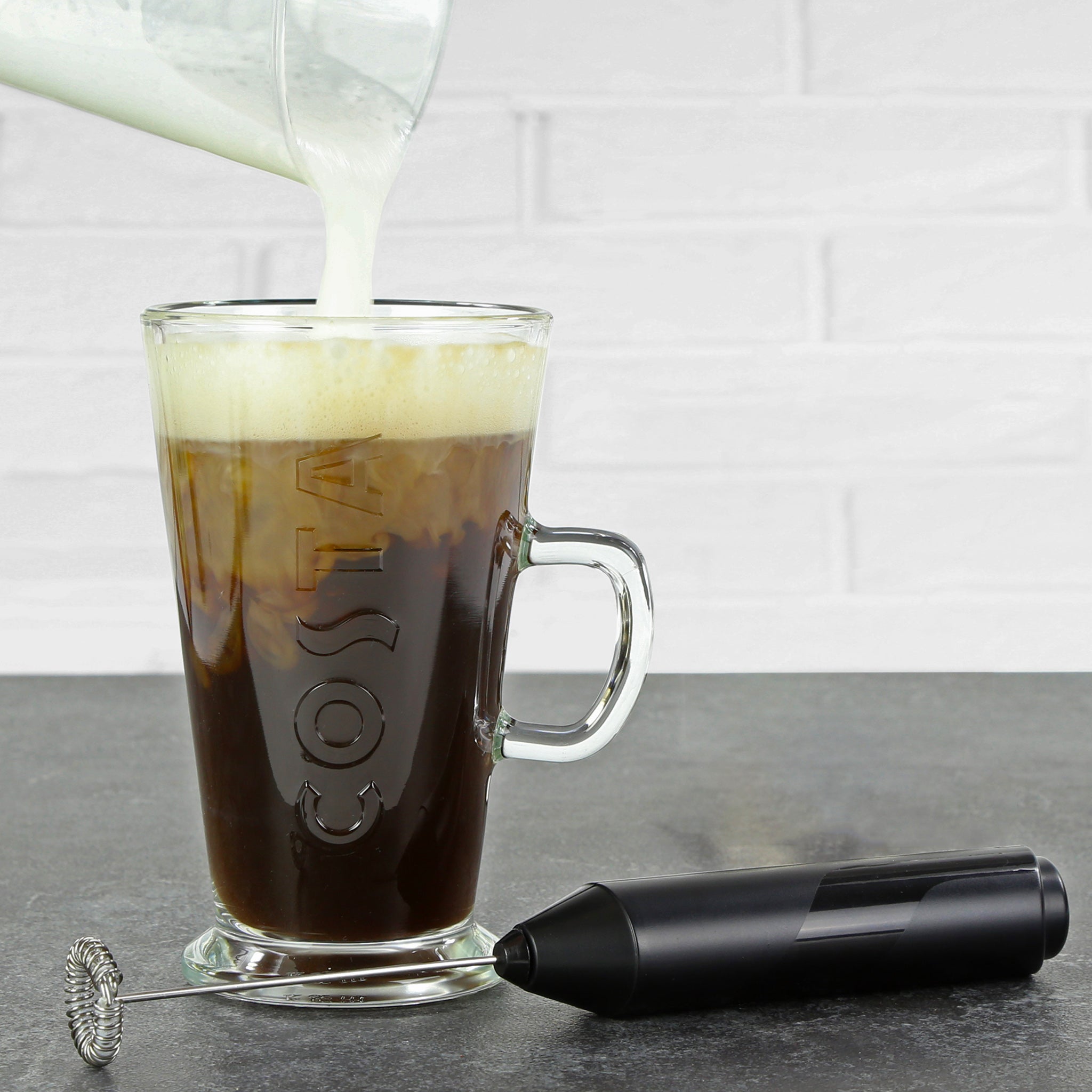 Costa Coffee Latte Glass & Milk Frother Gift Set