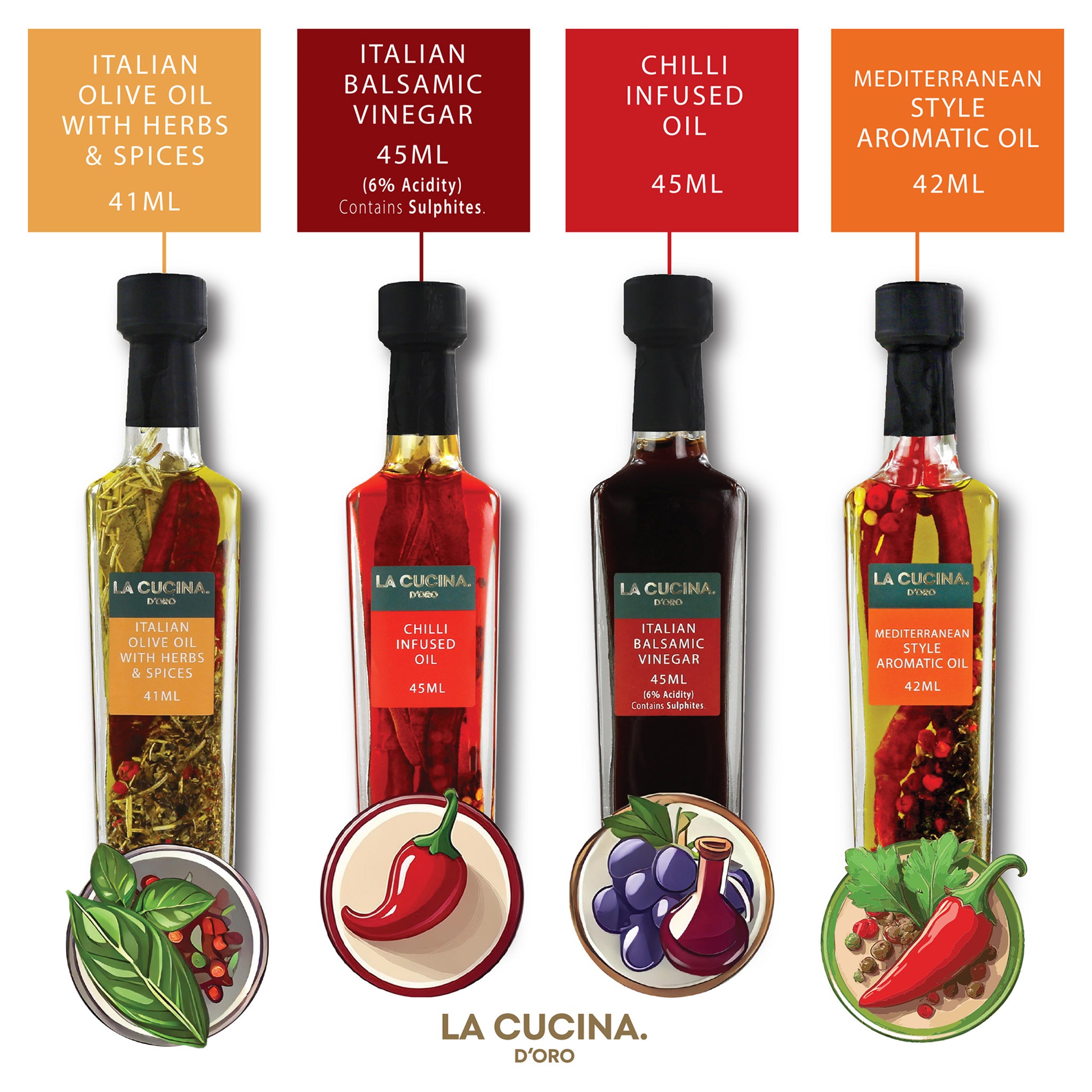 Flavoured Oil and Balsamic Gift Set in Rack