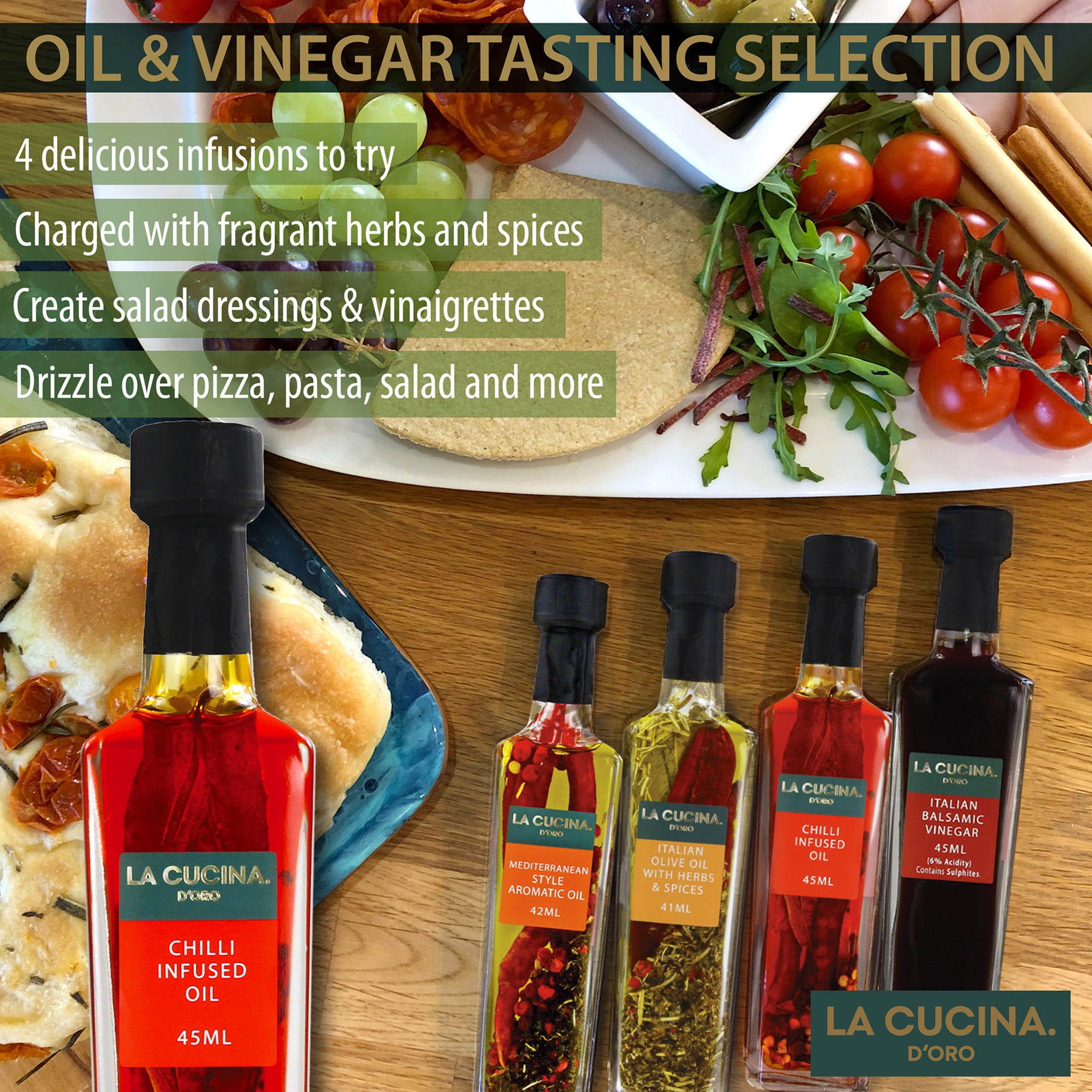 Flavoured Oil and Balsamic Gift Set in Rack