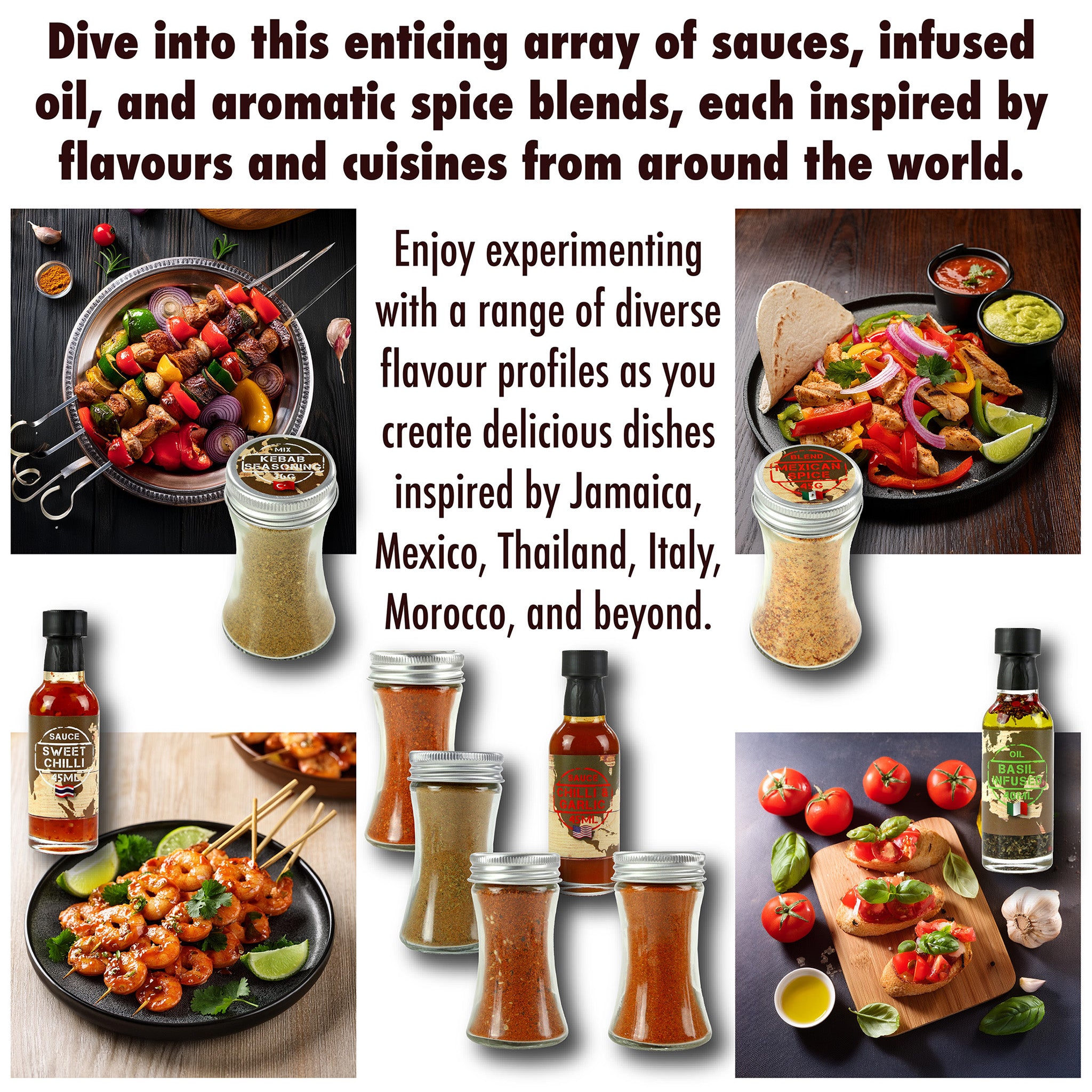 Around the World Seasoning Gift Set with Sauces, Oil, Spice Blends and More