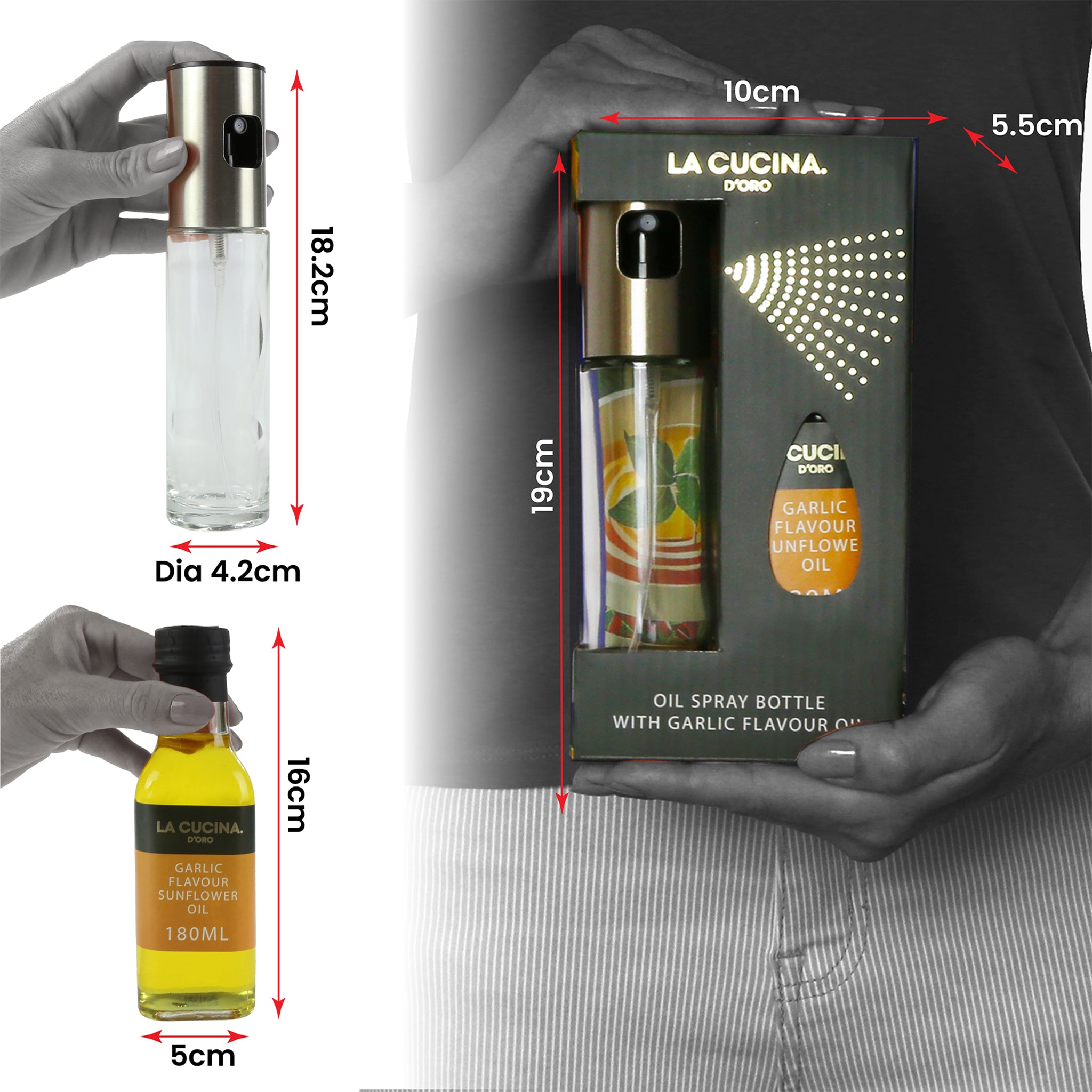 Oil Spray Bottle Gift Set - Ideal for Cooking and Air Fryers