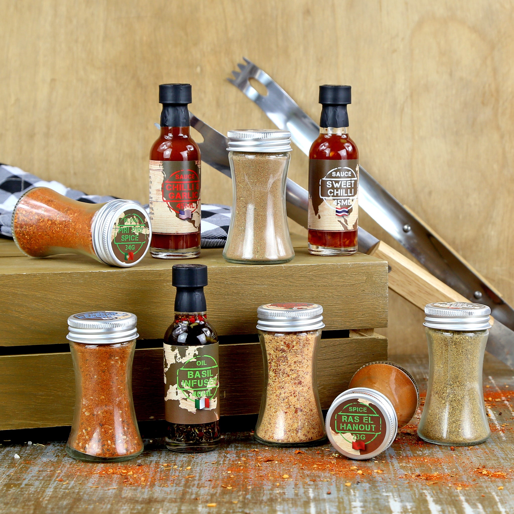 Around the World Seasoning Gift Set with Sauces, Oil, Spice Blends and More